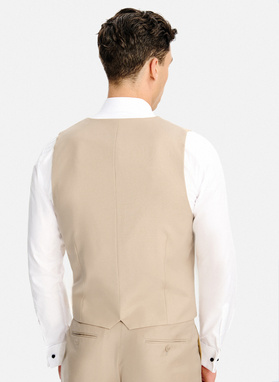 Beżowy wełniany garnitur męski