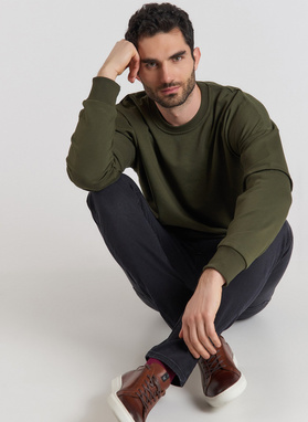 BLUZA Z OKRĄGŁYM DEKOLTEM - ZIELONA P20WF-2B-015-Z