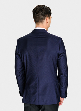 Ślubna żakardowa marynarka smokingowa w kolorze granatowym