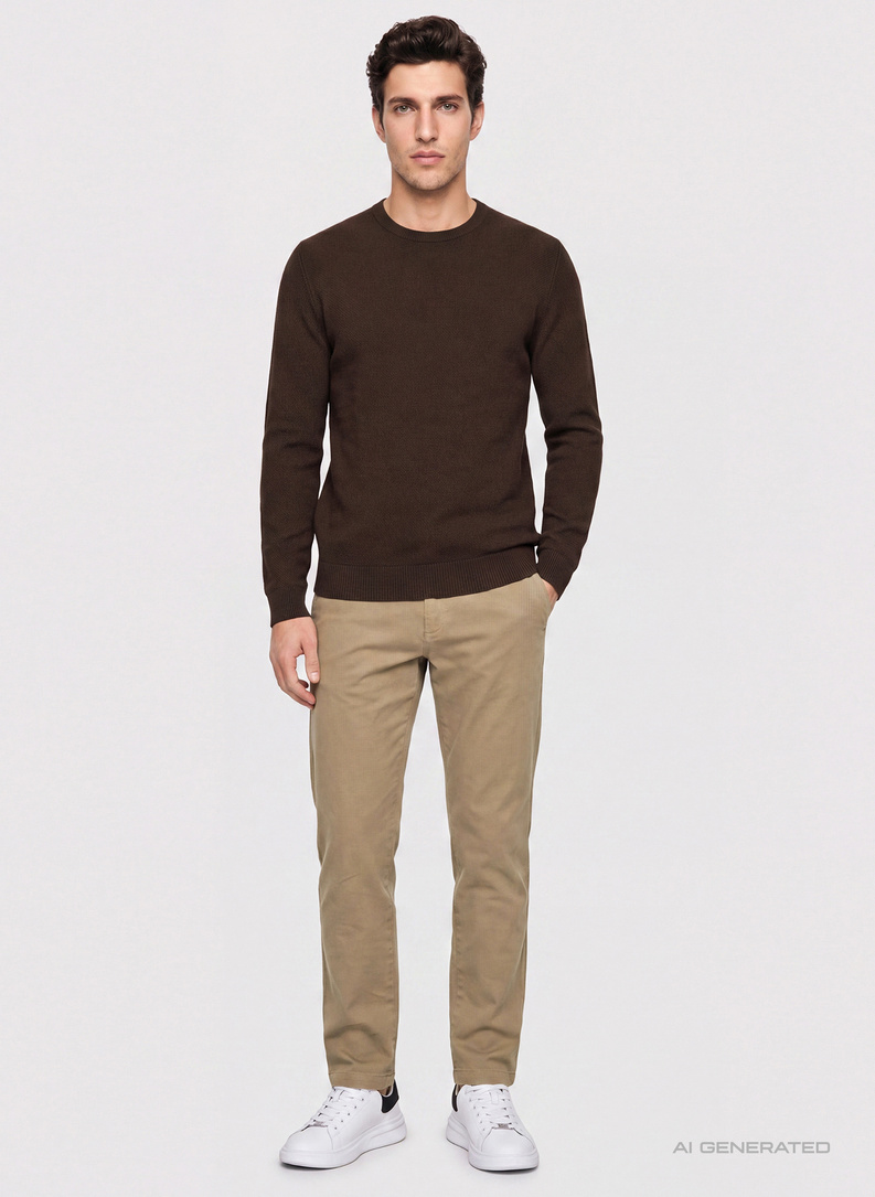 Brązowy sweter męski o-neck