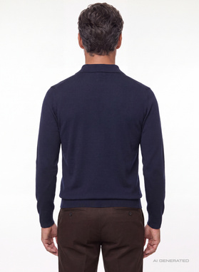 Granatowy sweter z kołnierzykiem polo