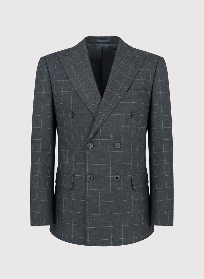 Dwuczęściowy szary dwurzędowy garnitur