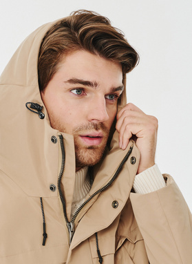 Kurtka męska z kapturem w kolorze beżowym