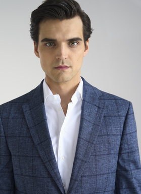 Granatowa marynarka męska w kratkę