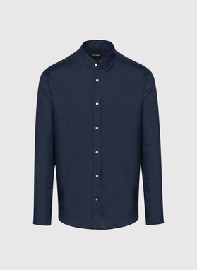 Lniana koszula męska w kolorze granatowym