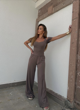 Bluza Phuket + szerokie spodnie - mocca