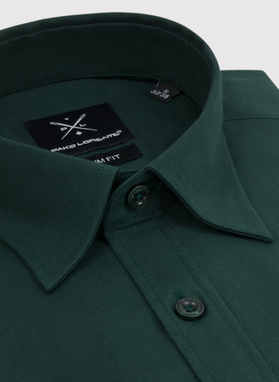 Ciemnozielona gładka koszula męska 
