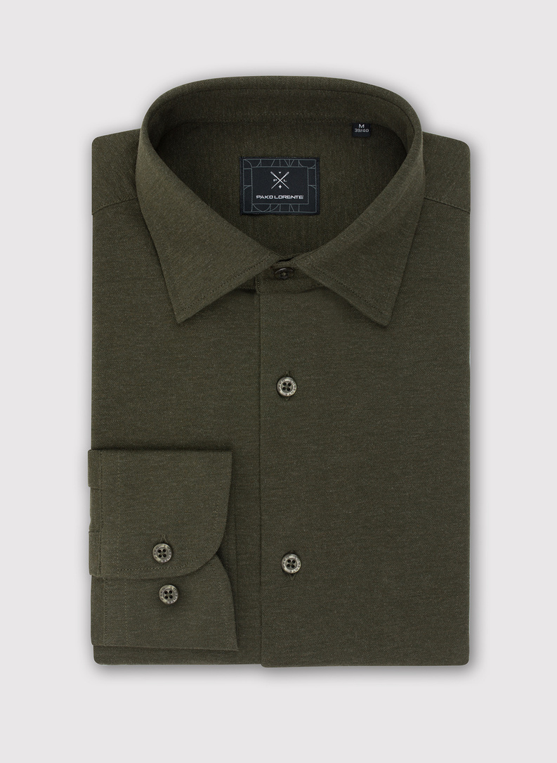Ciemna zielona bawełniana koszula męska