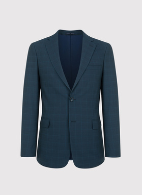 Granatowa marynarka garniturowa w delikatną niebieską kratkę