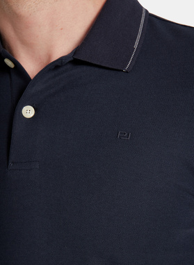 Granatowy t-shirt polo na guziczki