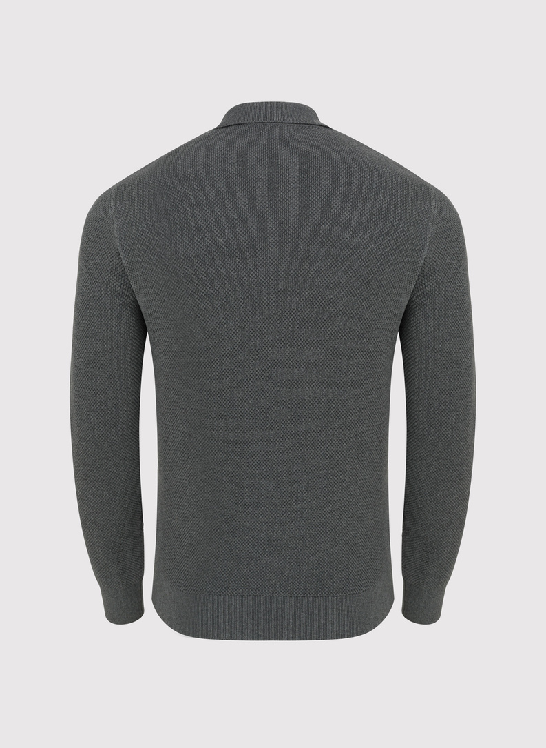 Szary sweter męski z kołnierzykiem