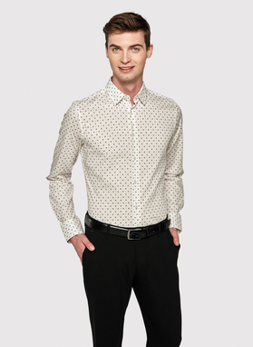 Biała koszula męska w drobny wzór o fasonie Slim Fit