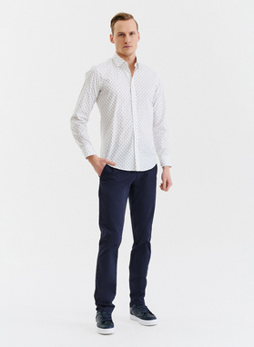 Męska biała koszula w drobne kwiatki 