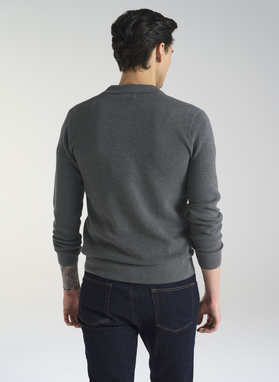 Szary sweter męski z kołnierzykiem