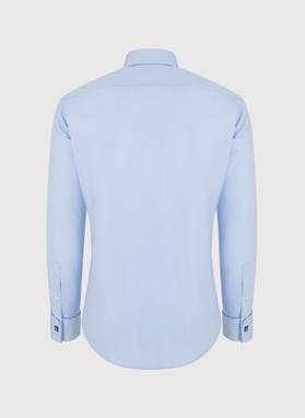 Niebieska bawełniana koszula męska na spinki