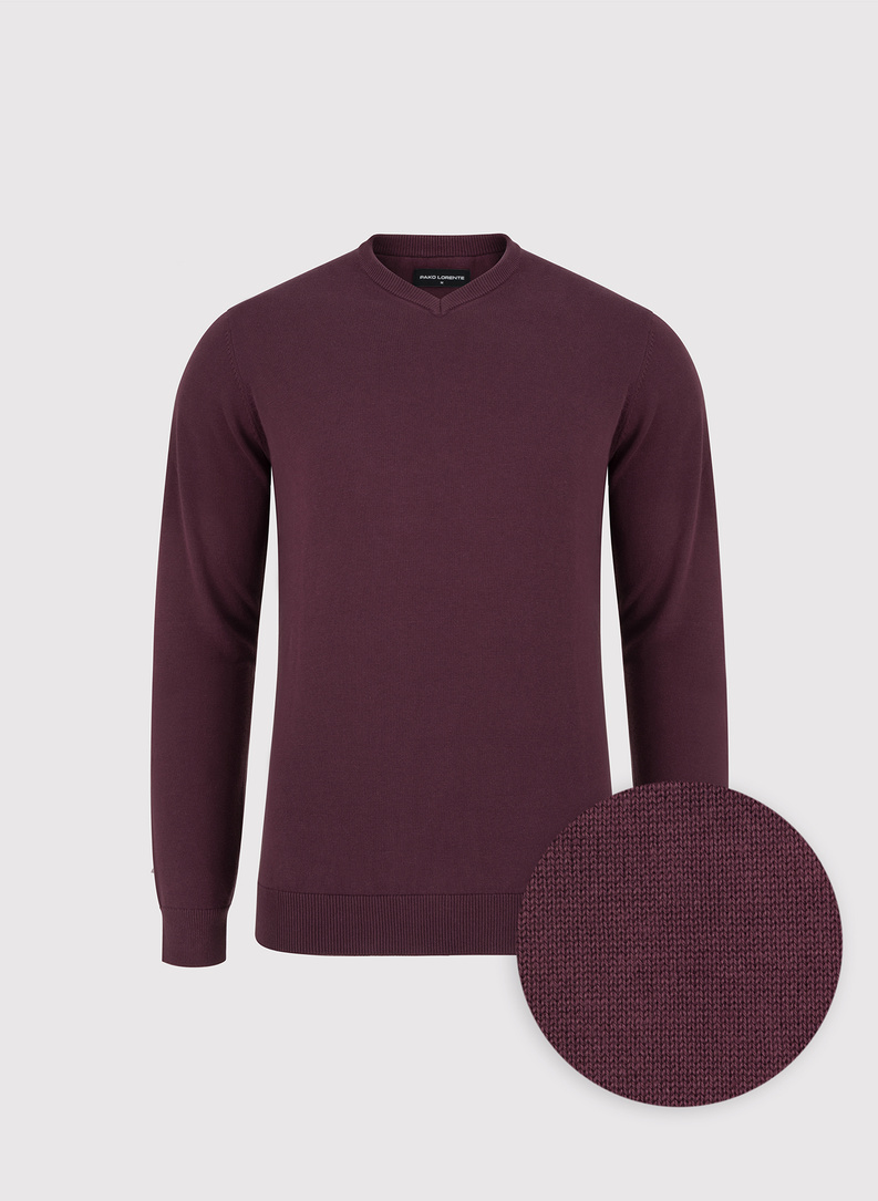Ciemnofioletowy sweter v-neck