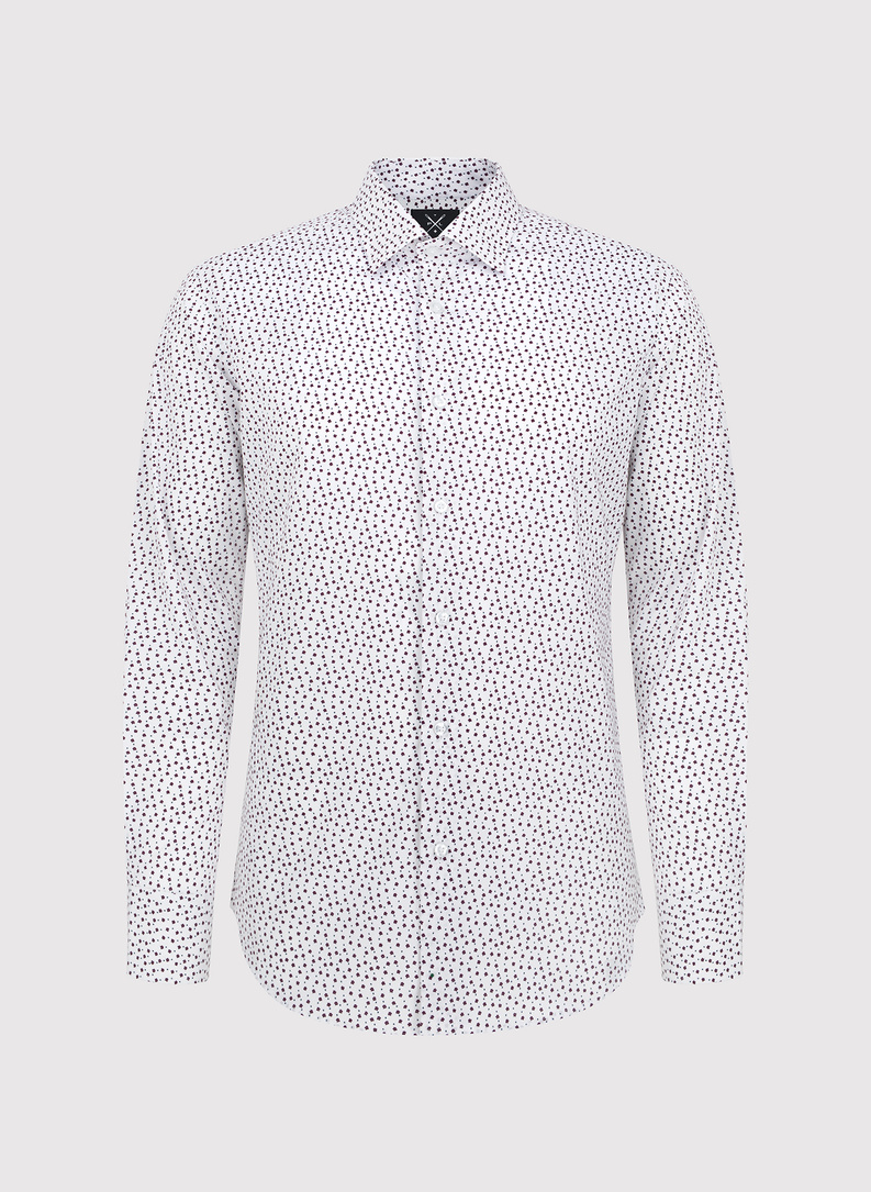 Biała koszula męska w mikrowzór