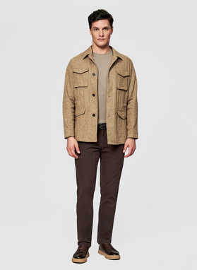 Lniana marynarka safari w kolorze beżowym