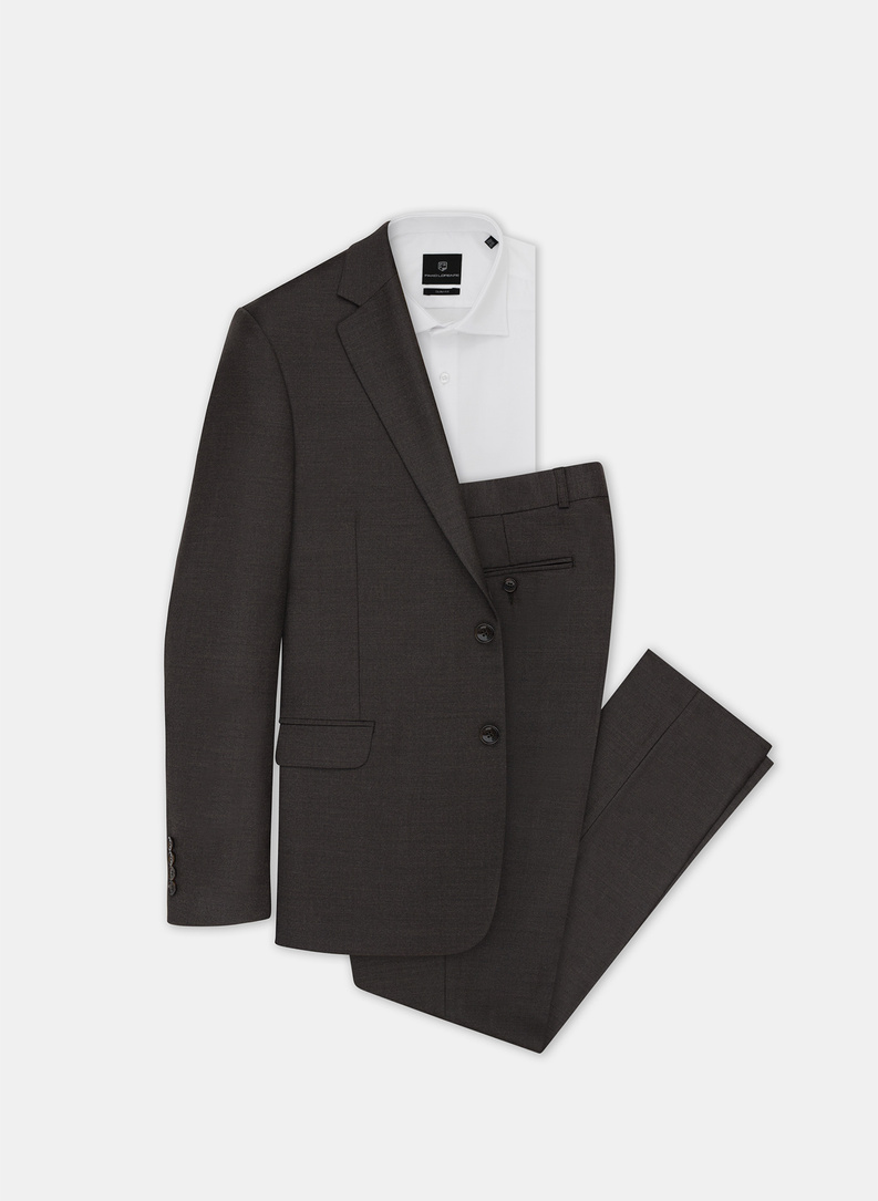 Brązowe spodnie garniturowe P21WP-6G-092-A