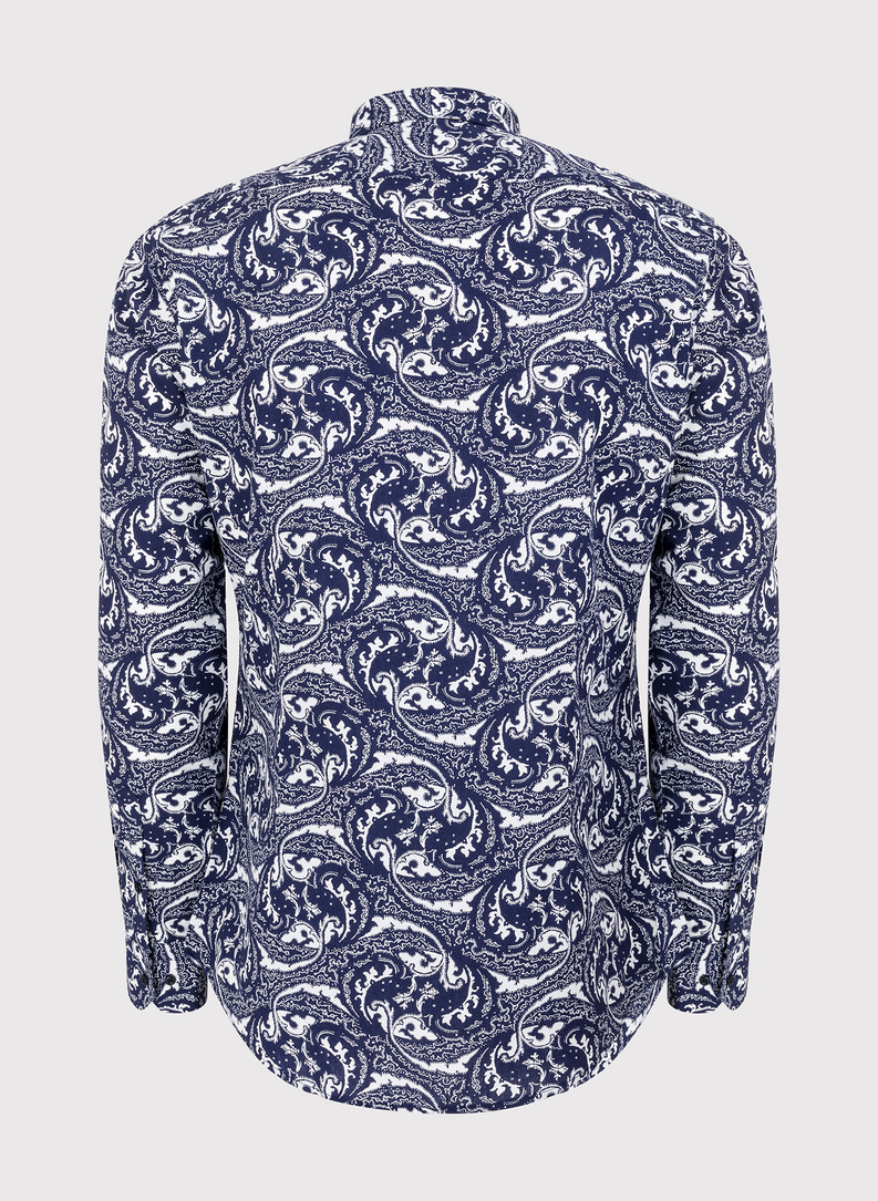 Granatowa koszula w oryginalny wzór