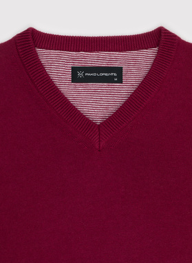 Czerwony męski sweter w serek