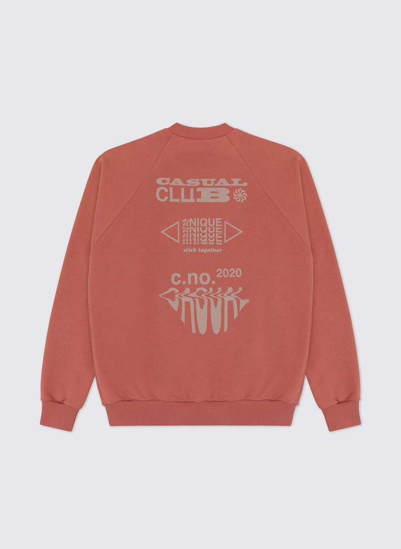 Czerwona bluza oversize z okrągłym dekoltem C21SF-2B-003-W