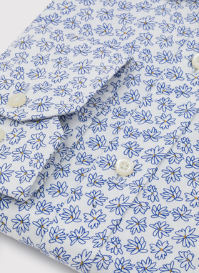 Biała koszula męska w niebieskie kwiaty