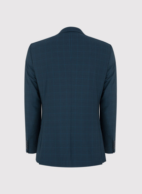 Granatowa marynarka garniturowa w delikatną niebieską kratkę