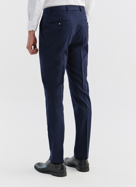 Wełniany gładki granatowy garnitur COIN basic