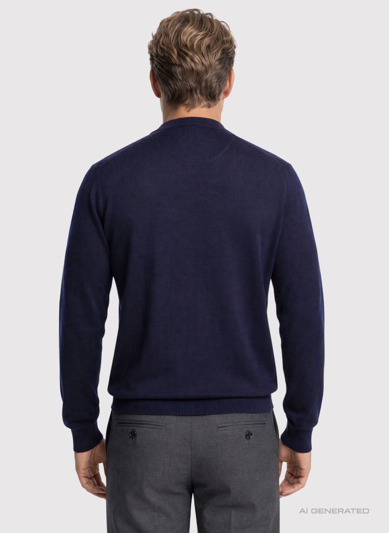 Granatowy sweter męski w serek