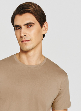 Beżowy bawełniany t-shirt męski