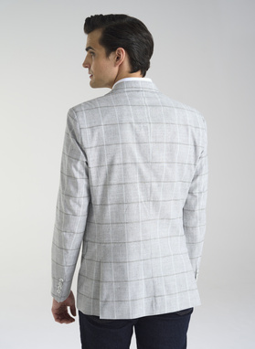 Jasnoszara marynarka męska w kratkę