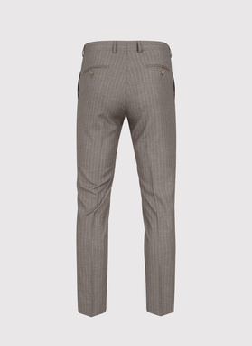 Beżowe spodnie garniturowe w prążek