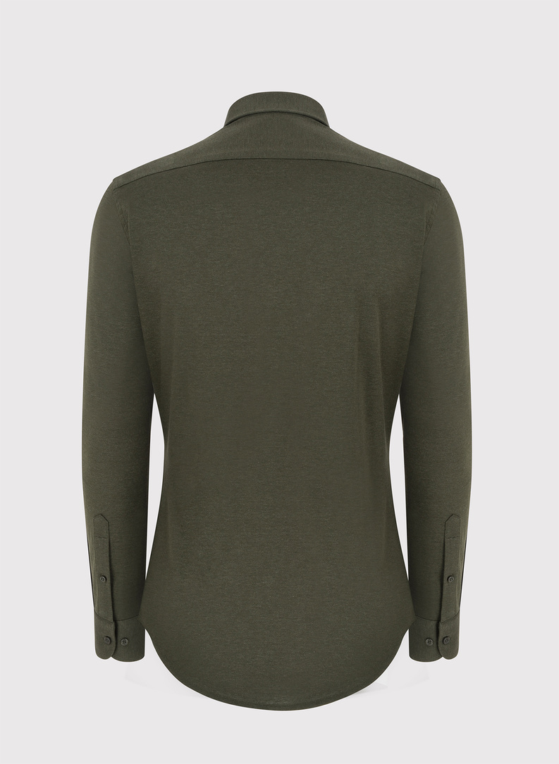 Ciemna zielona bawełniana koszula męska