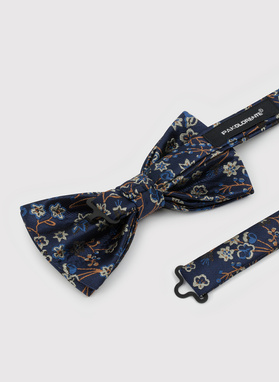 Granatowa mucha męska w kwiaty