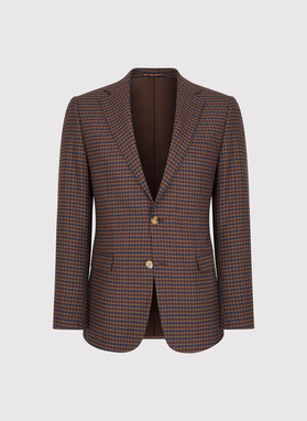 Brązowa marynarka w drobną kratę