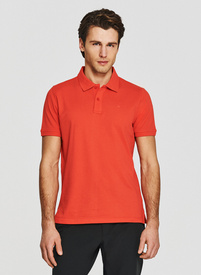 Pomarańczowe bawełniane polo męskie