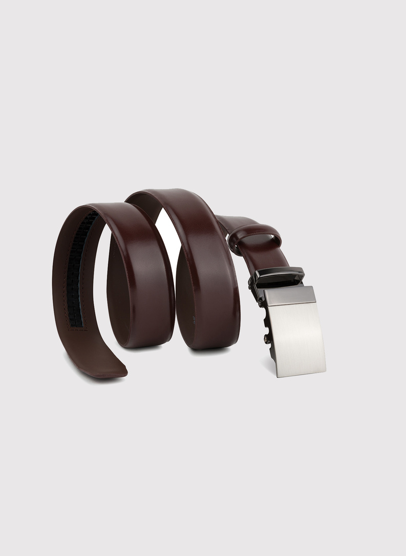 Brązowy pasek męski z automatyczną klamrą