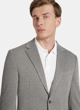 Szara marynarka w pepitkę z dzianiny