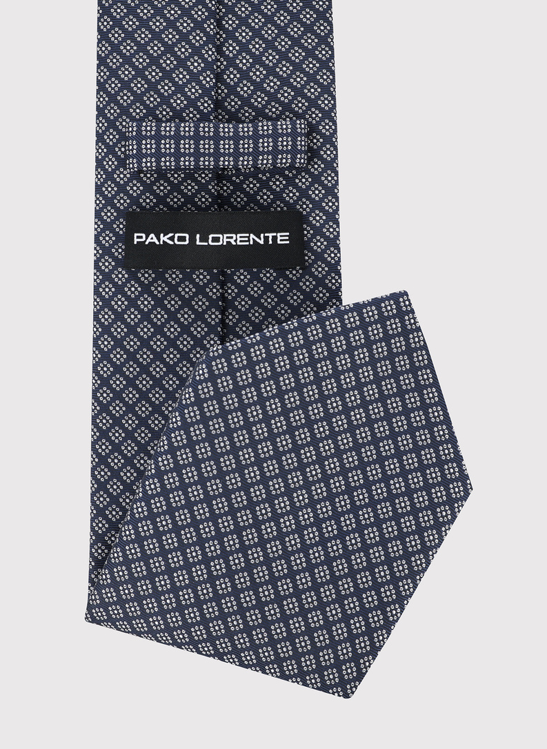 Granatowy krawat w biały wzór