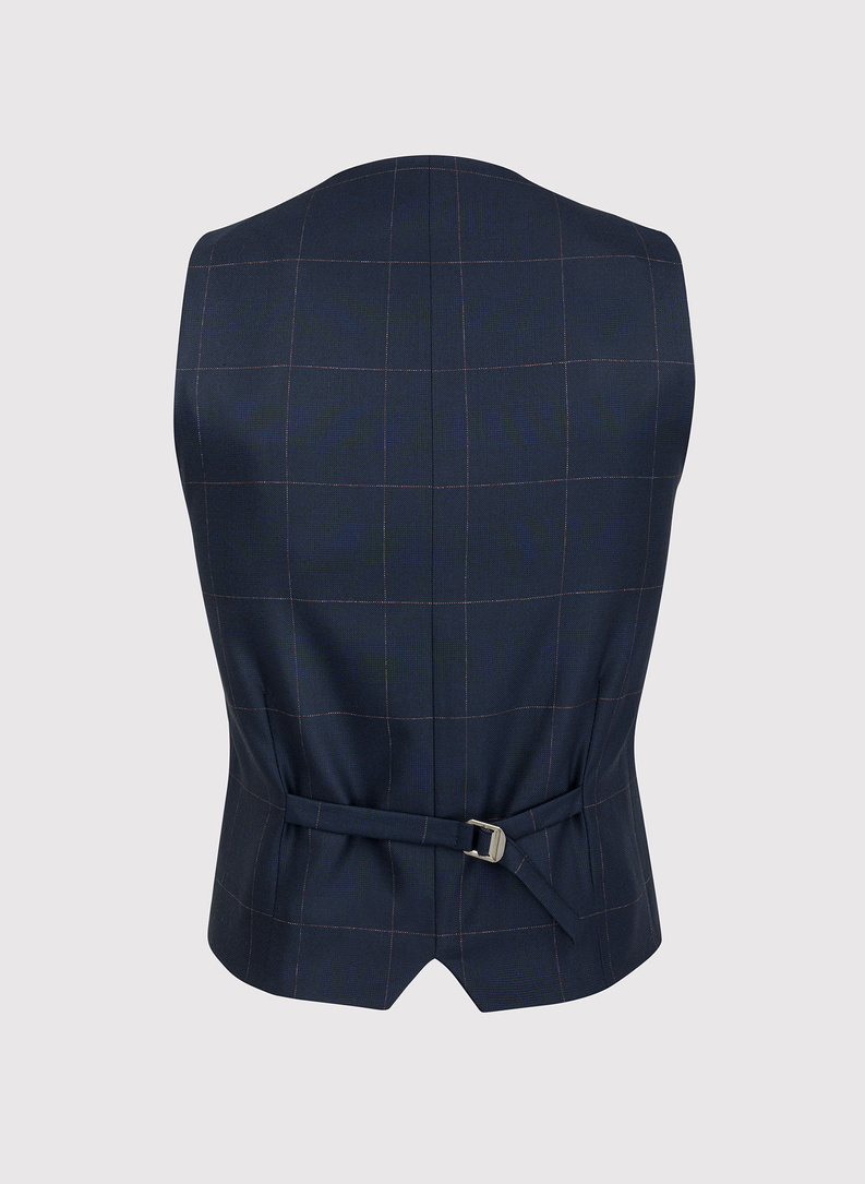 Granatowa kamizelka garniturowa w kratę Windowpane