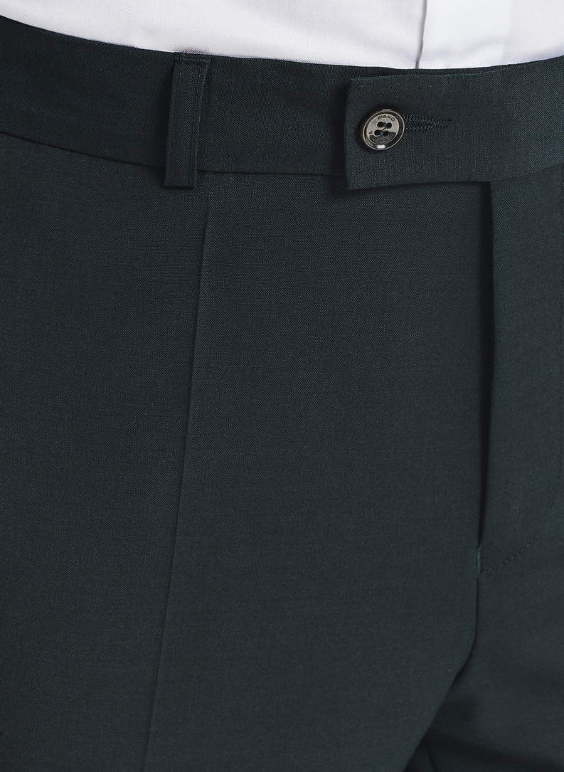 Wełniane zielone spodnie garniturowe