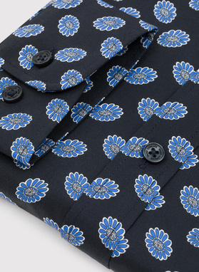 Granatowa koszula w kwiaty