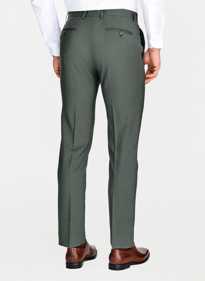 Zielone wełniane spodnie garniturowe