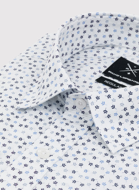 Biała koszula męska w niebieskie listki