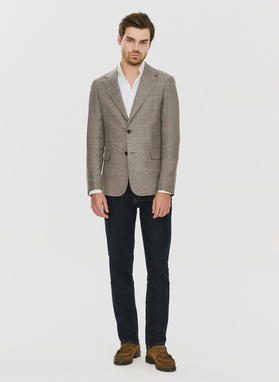 Brązowa marynarka z lnem