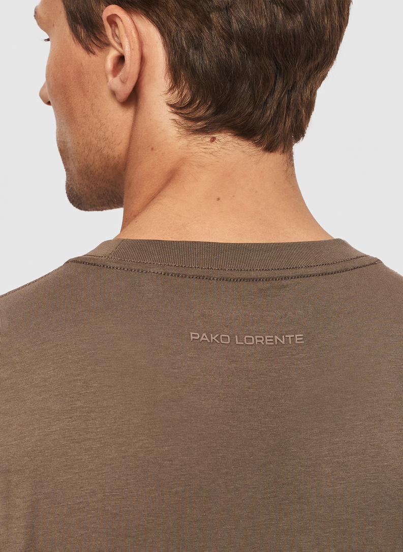 Bawełniany t-shirt oversize w kolorze brązowym