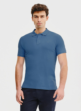 Gładki t-shirt polo w niebieskim kolorze