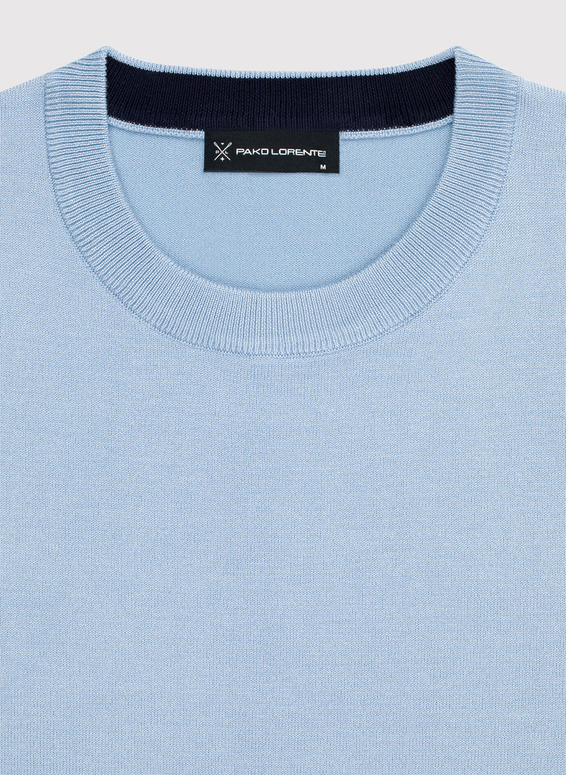 Niebieski sweter męski o-neck