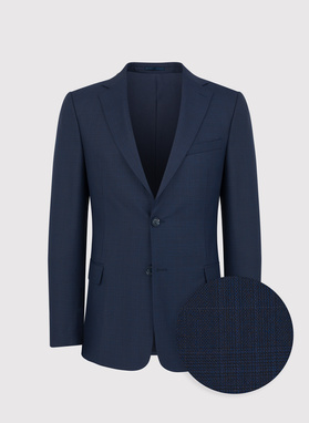 Granatowy garnitur w subtelną kratę